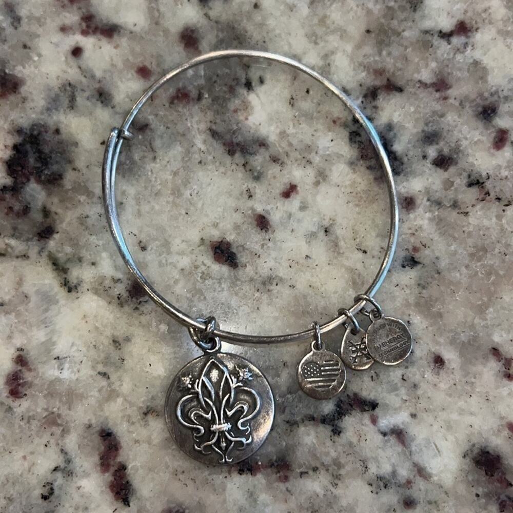 WOMEN'S ALEX AND ANI | FLEUR DE LIS III BANGLE BRACELET | SILVER - Picture 2 of 4